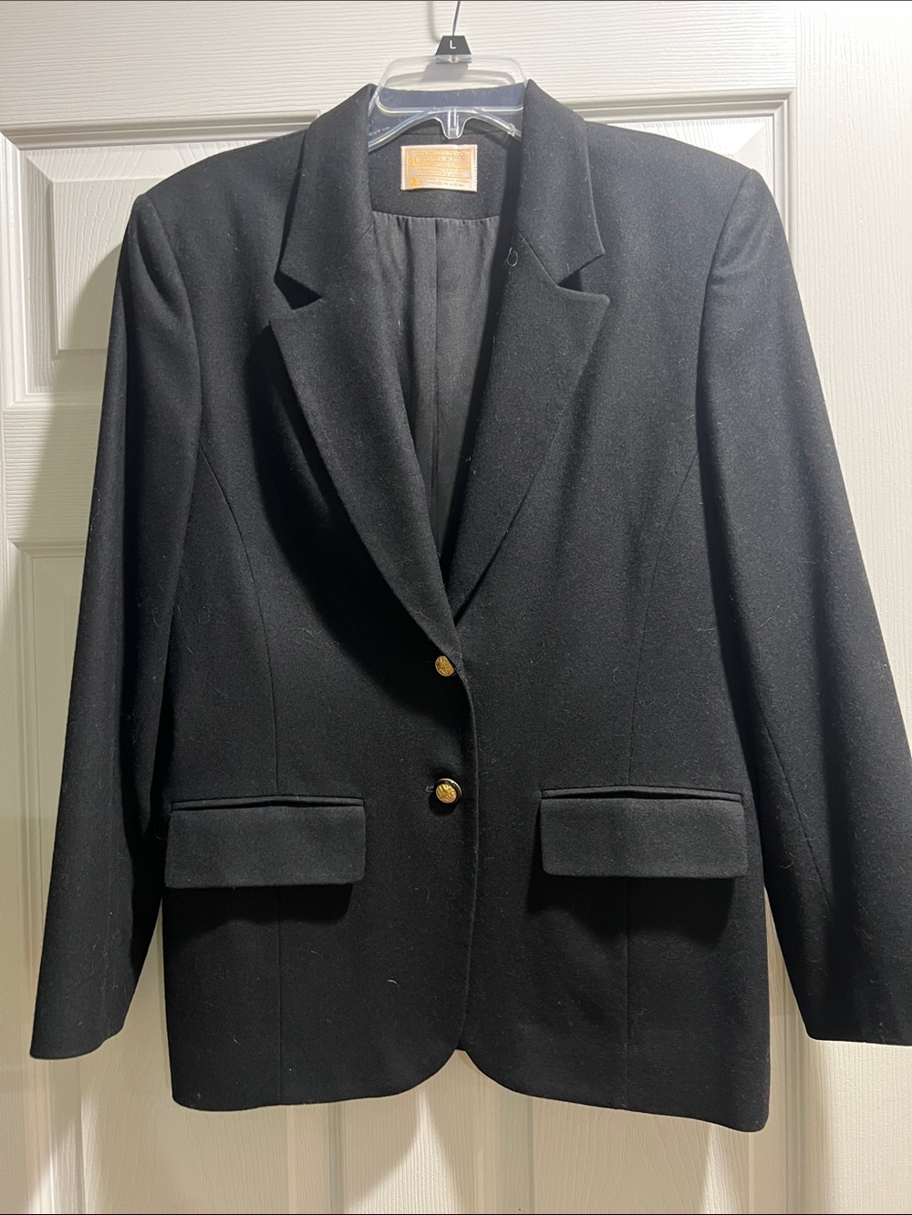 Pendleton Black Wool Blazer with Gold Buttons